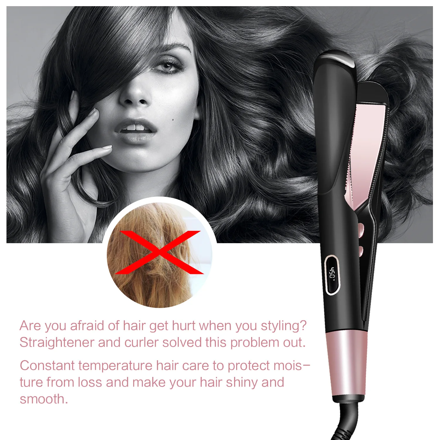 AIWO Wholesale Gold Ionic Hair Straightening Comb Gift Set Hair Straightener Free Sample