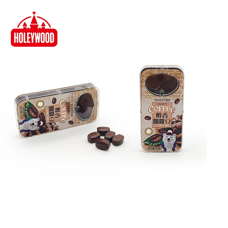 Holeywood 16 г фруктовые ароматизированные кофейные зерна конфеты Твердые таблетки оптом коробка какао кокосовый аромат Халяльные сертифицированные ингредиенты сахар