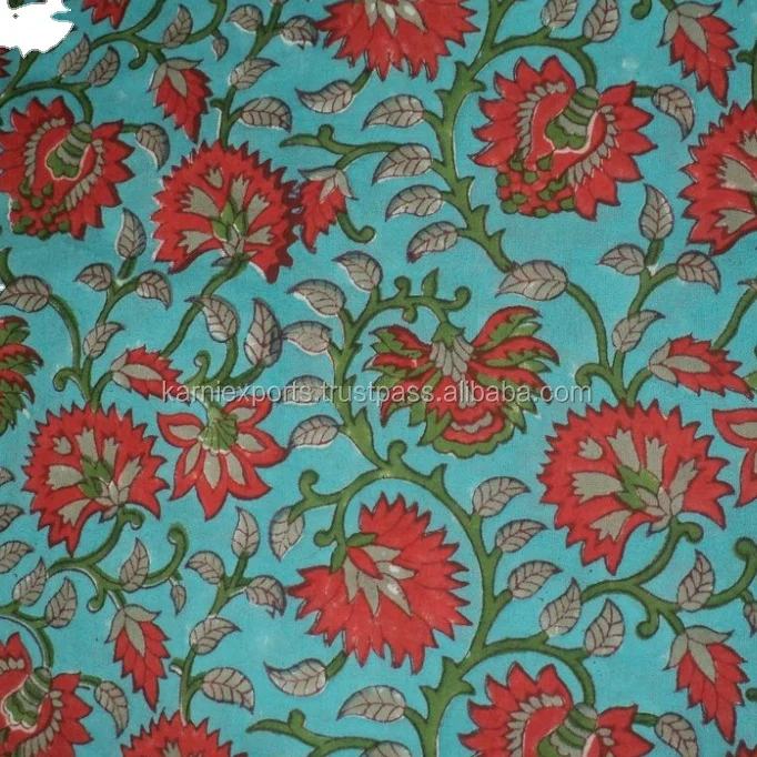 Cotton floral print fabric for multi-use - cotton curtain use printed Indian look fabric -