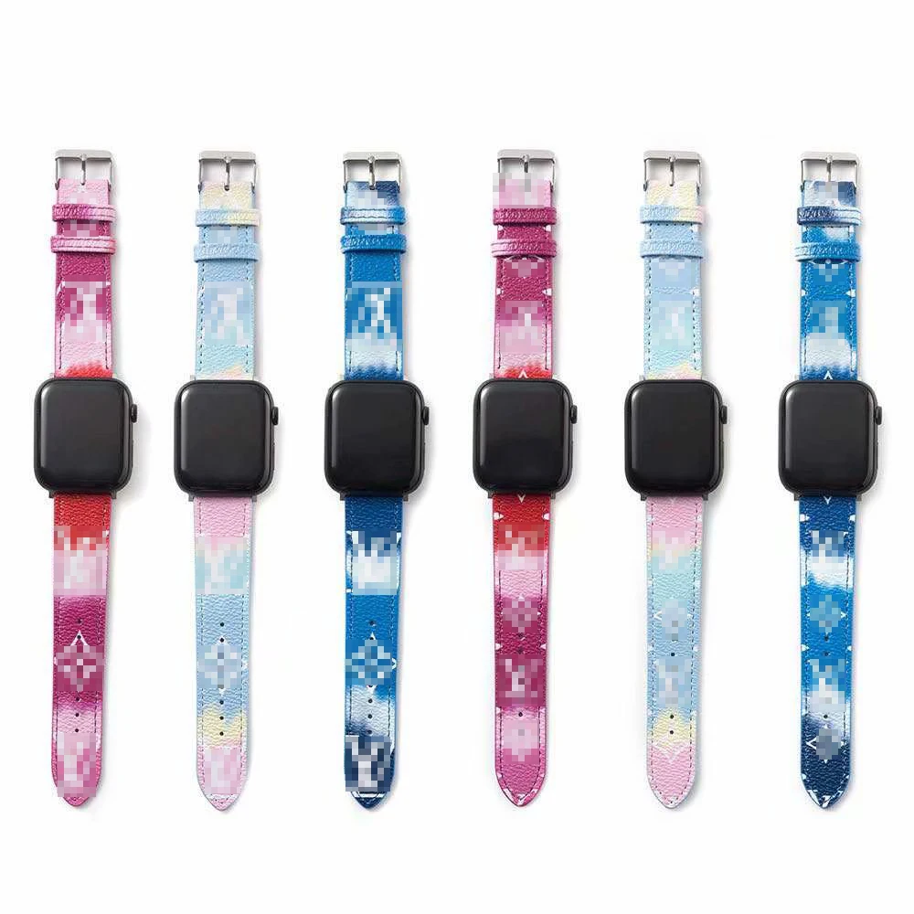 44mm 40mm PU Luxury High Quality Correa De Cuero Leather watch Strap Band for Series 6 5 4 3 SE i watch band Apple Watch Strap