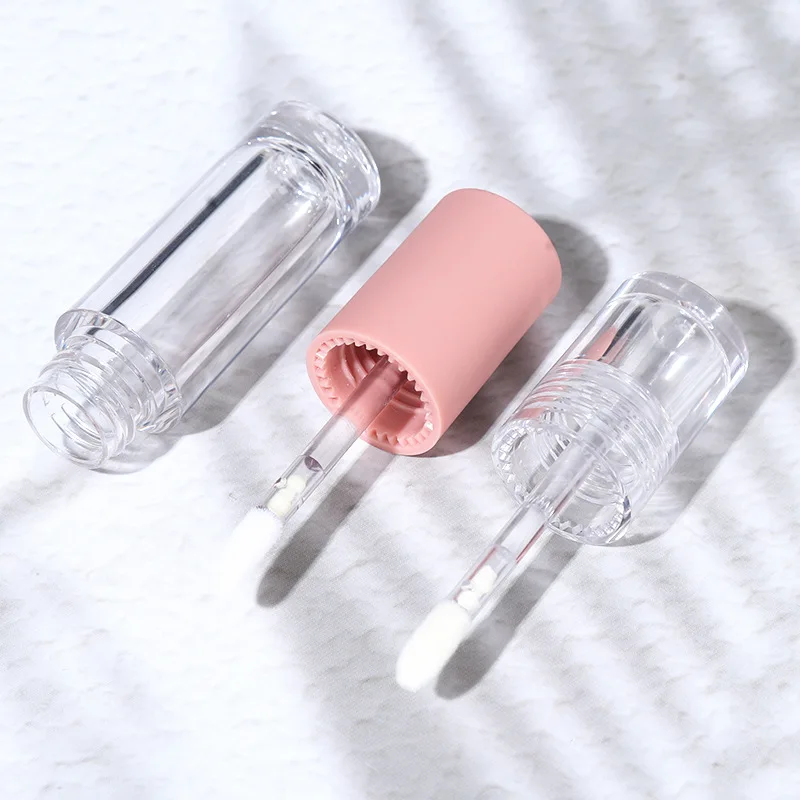 Customization 3ml cosmetic packaging fully transparent clay empty bottle rubber texture lip gloss tube plastic