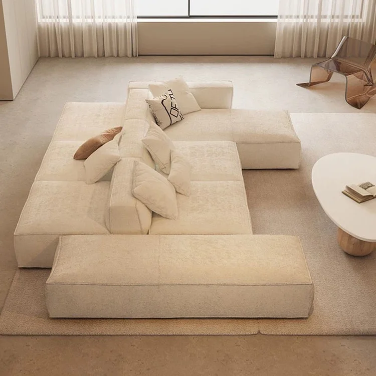Modern Living Room Furniture Minimalist 7 Seater U Shape Sectional Sofa Simple Style L Shape Fabric Modular Sofas Couch