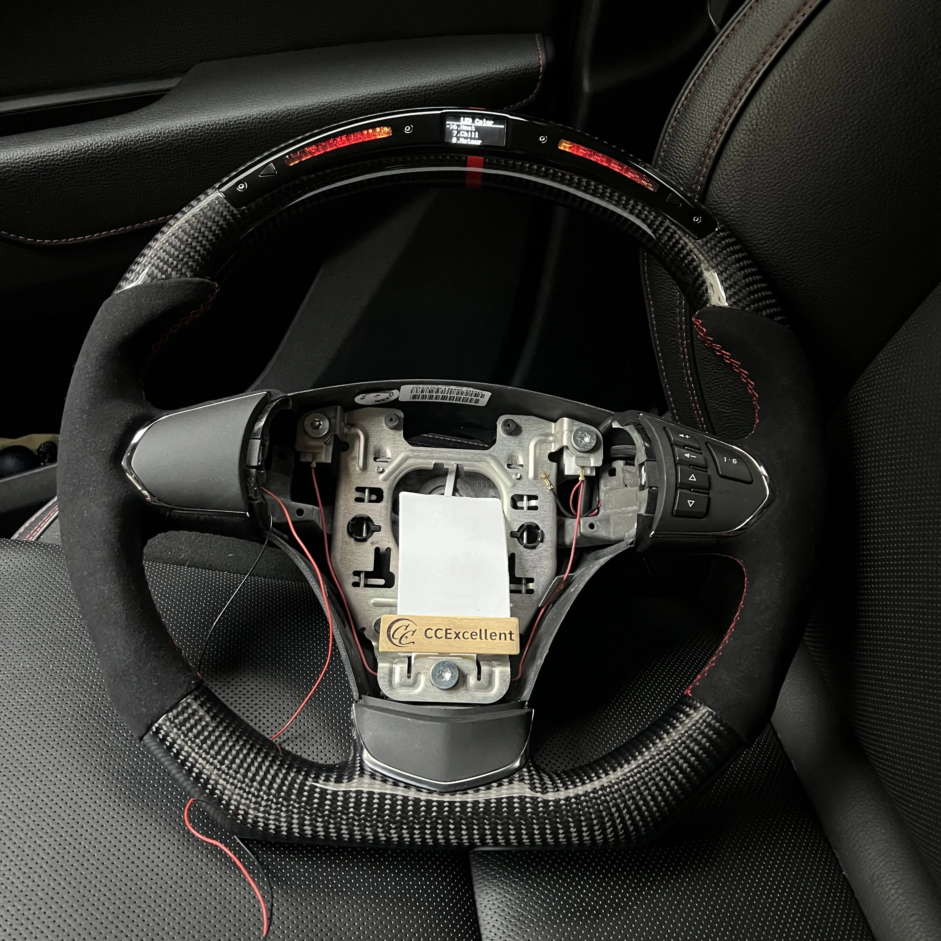 High quality carbon fiber steering wheel for Corvette C6 ZR1 Z06 steering wheel with LED light alcantara leather
