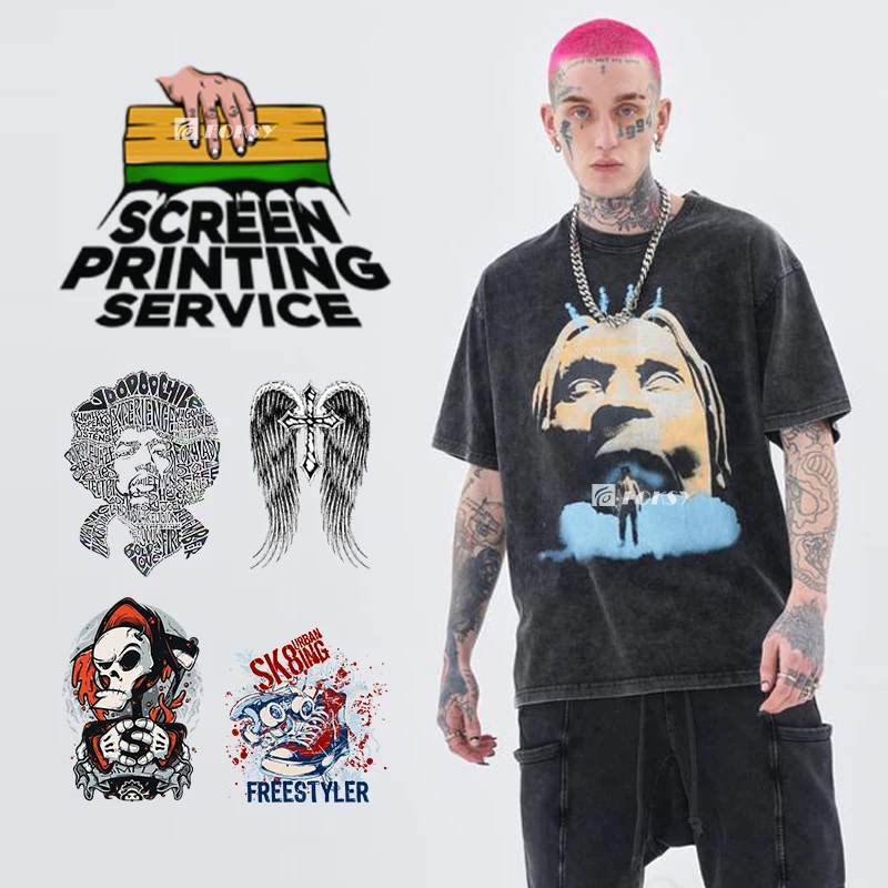 Vintage Dtg Silk Screen Print Graphic Streetwear T Shirt Wholesale Hip Hop Acid Wash Vintage Tee Oversized Tshirt For Printing