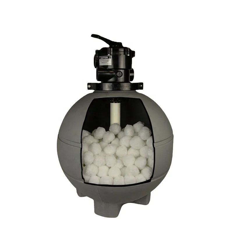 Swimming pool sand filter of polyester fiber ball