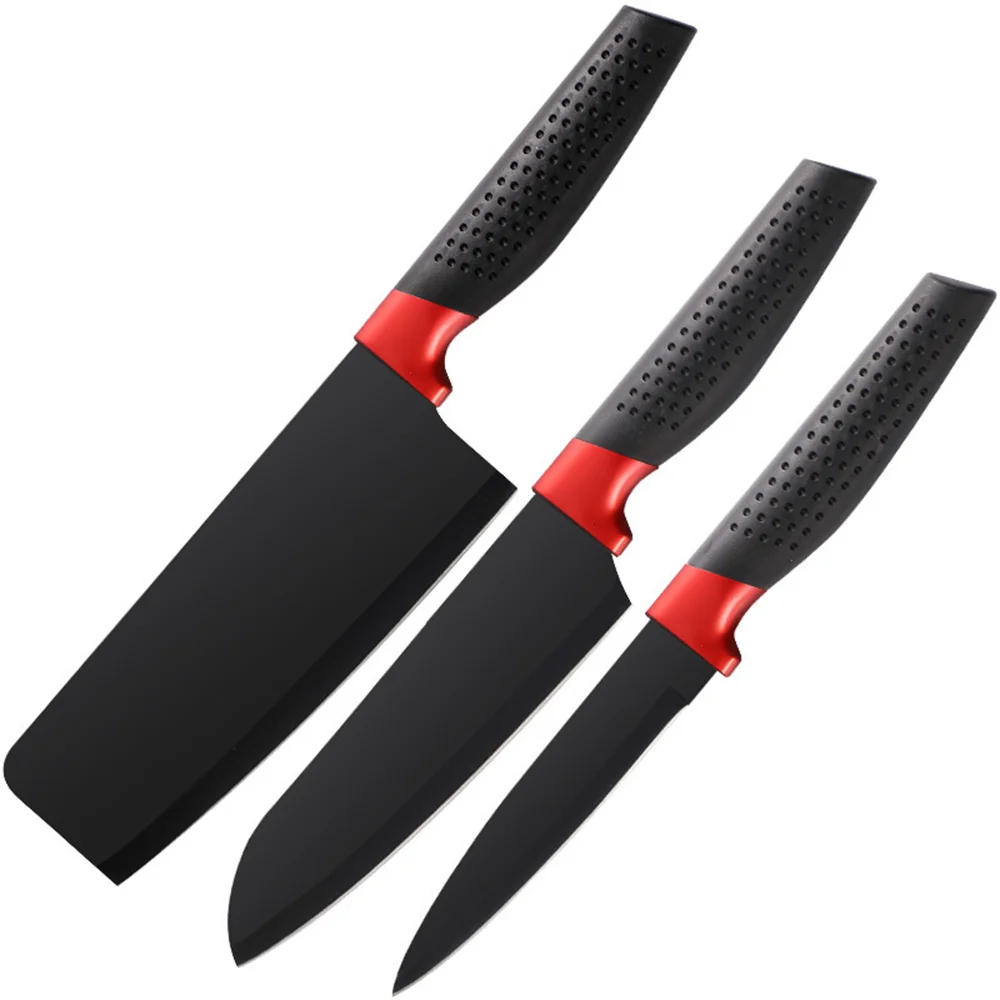 2021 professional manufacturers stainless steel black knives kitchen cooking chef knife set with block Hollow handle in gift box