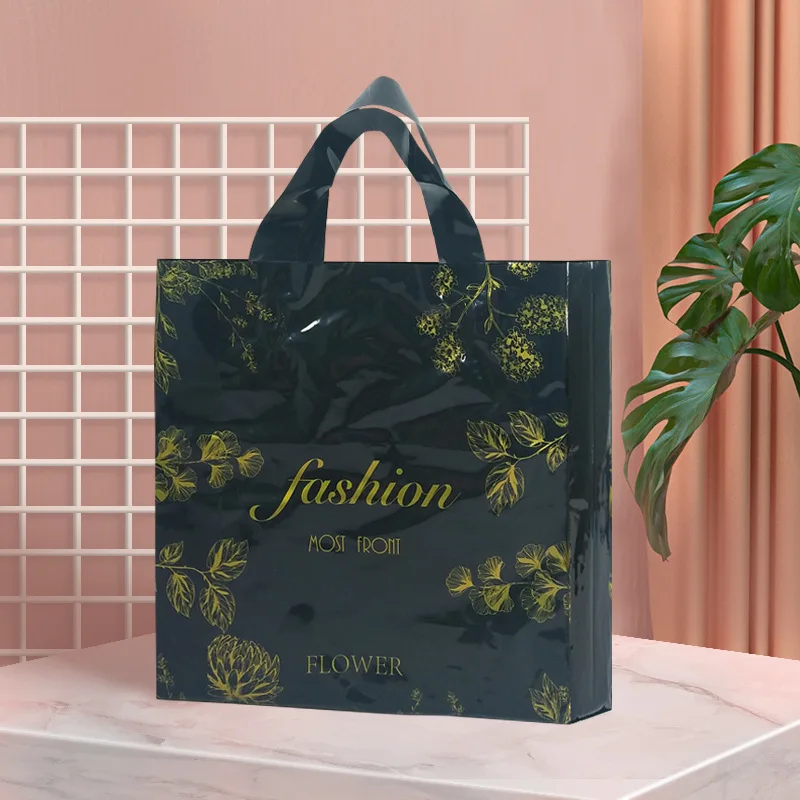 candy packaging Plastic PE Custom with Soft Loop Handle Shopping Eco Friendly Packaging Logo Printing Grocery Bags