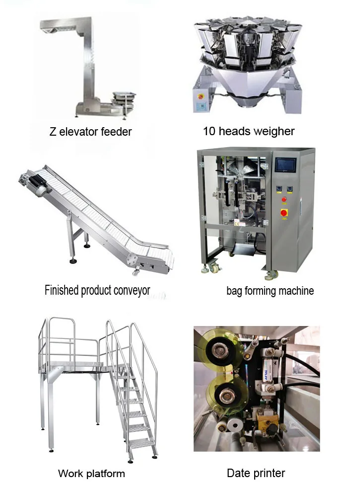 hot sale fully automatic ten heads weighing weight peanut bean date candy dry fruit chocolate packing machine