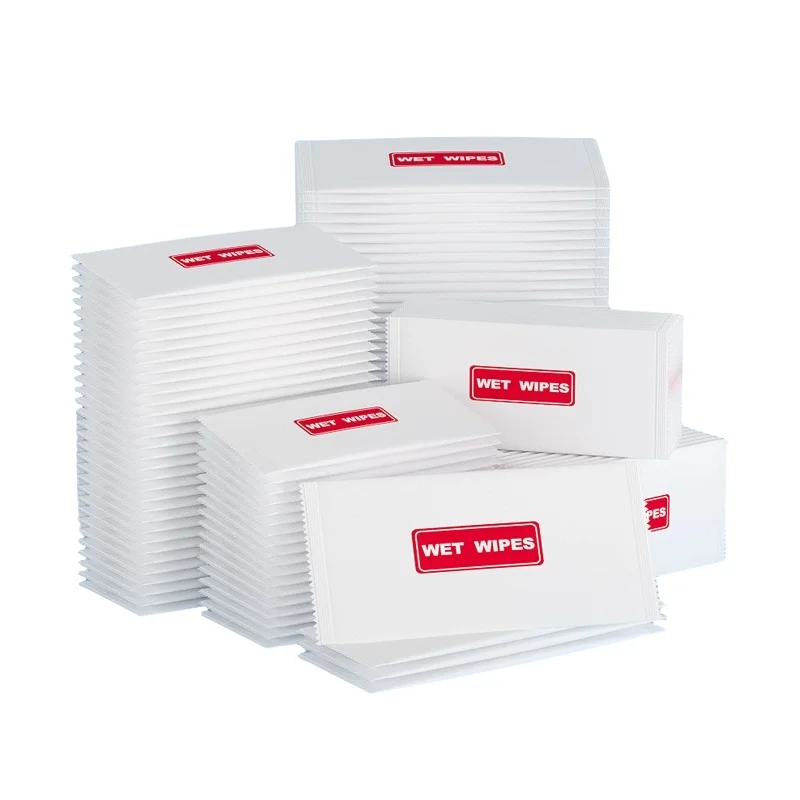 Custom Logo Individual Wrapped Face Hand Wet Wipes Tissue For Restaurant Hotel Shop Use Multi-Function Single Cleaning Wet Wipes