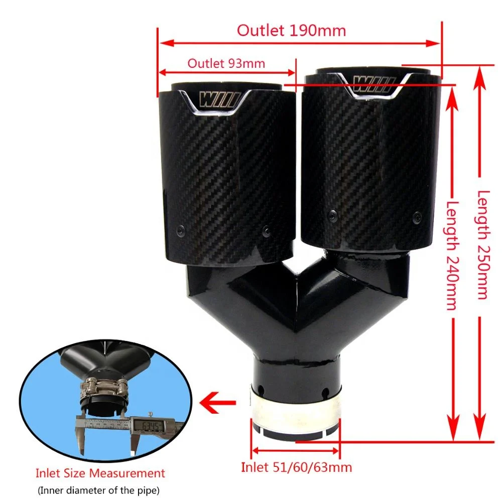 Двойное углеродное волокно, черная нержавеющая сталь, универсальная M производительность, углеродное волокно, выхлопная труба, концевые трубы, глушитель, наконечники для BMW серии