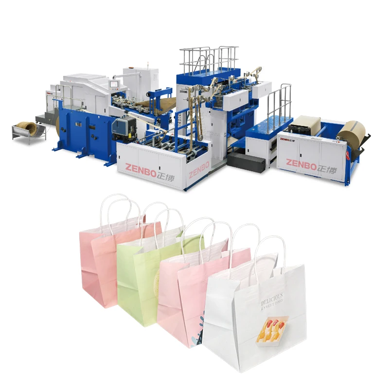 Fully Automatic jumbo paper bag making machine automatic handle;flat bottom paper bag making machine ZB560RS