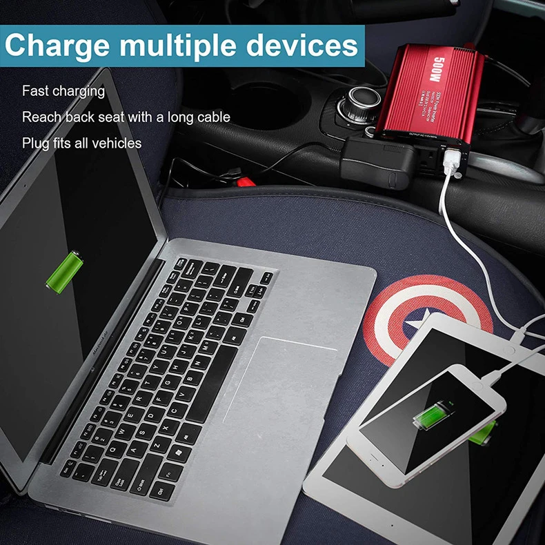 Автомобильный инвертор с двумя usb-портами, 500 Вт, от 12 В до 220 В переменного тока, 220 В