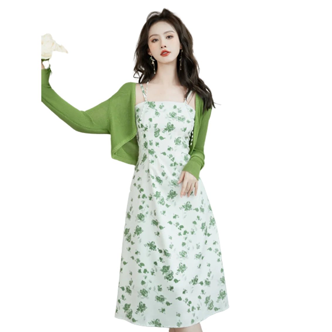 French white floral suspender dress, fairy beach vacation beach girls dresses summer dress for girls