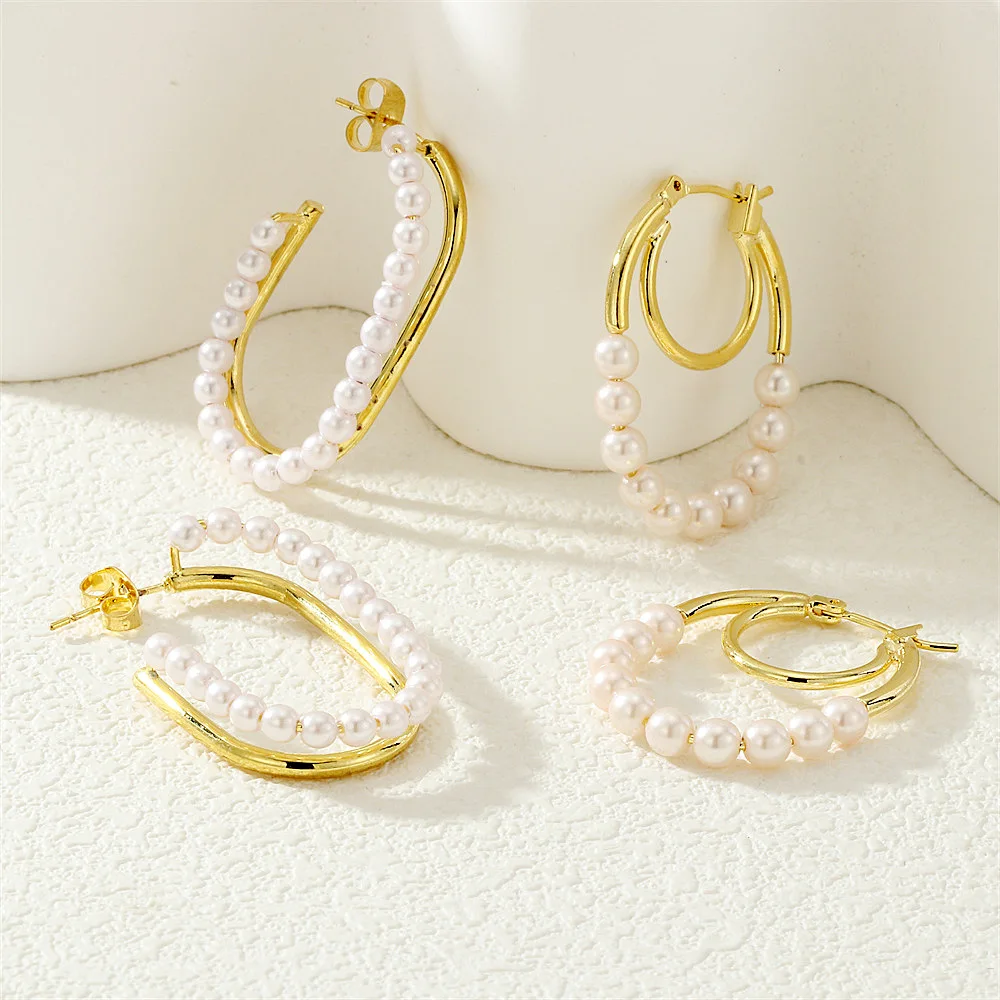Amiee Jewelry Fashion Women Earrings Jewelry Gold Earrings 18K Hoops Pearl Earrings For Women