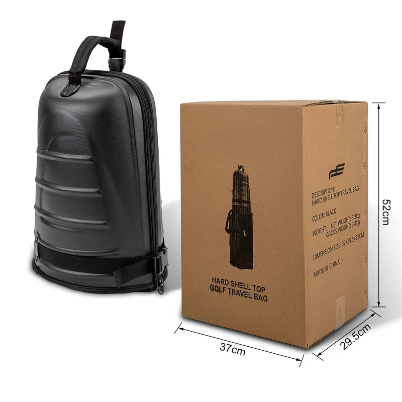 Low moq Black Plastic hard top golf trip bag Foldable waterproof canvas golf travel bags storage bag with wheel