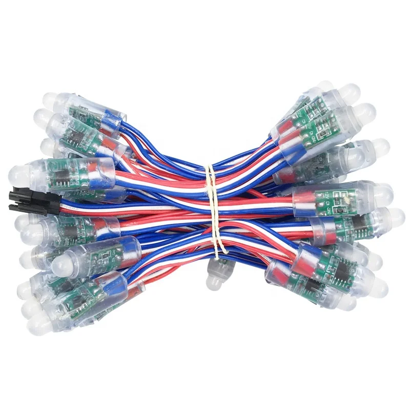 DC12V Smart WS2811 50PCS led pixel ip68 18awg colorful wire with JST connectors