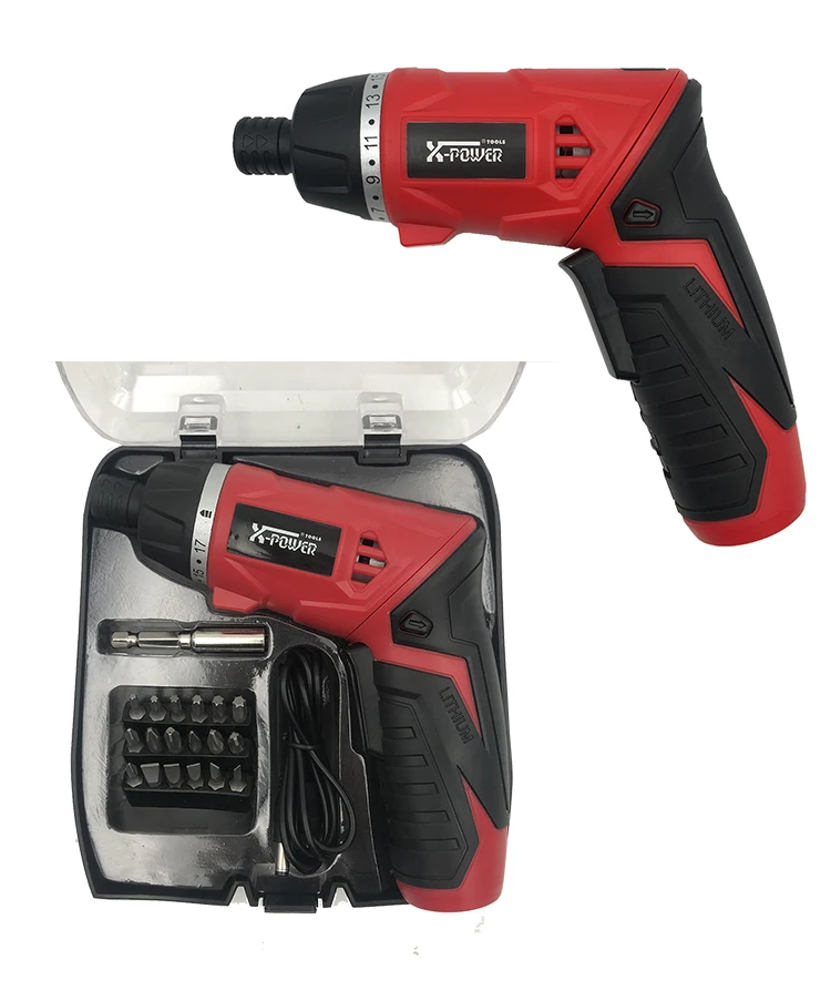 X-POWER KCS626-P19PCS 3.6V Cordless Screwdriver 19 bits USB rechargeable DIY LED light forward reverse switch electric tool kit