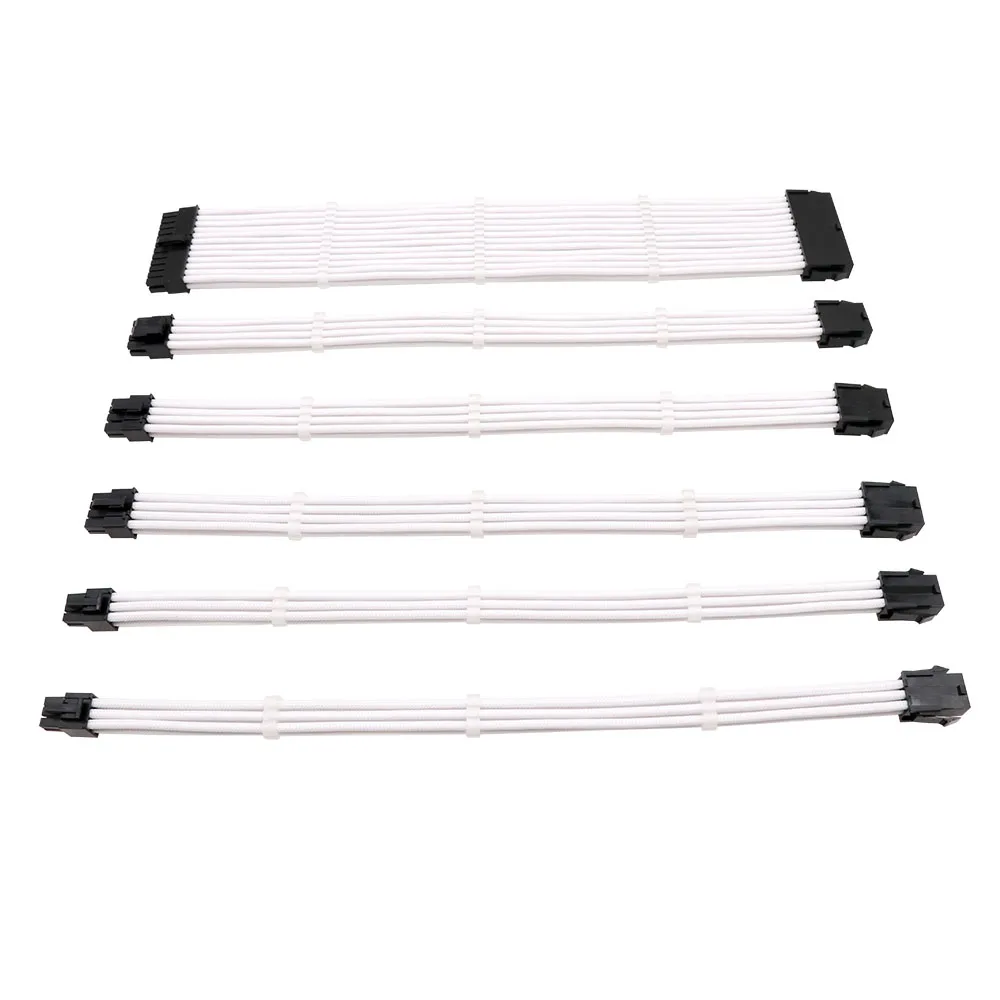 Cable Extensions  ATX 24pin Rainbow  90 measure Cotton Web Computer Extention Cords Electrical Copper Braided Wire