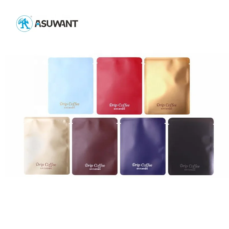 Custom Multi-color Compostable Retail Tea Packaging Metallic Laminated Foil Heat Seal Empty Tea Sachet Bags