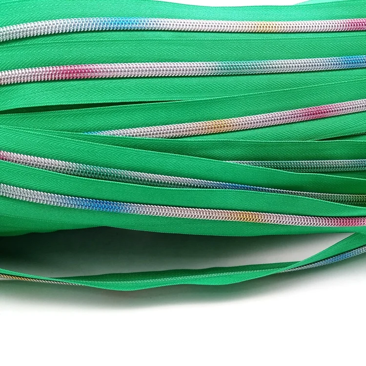 
YYX rainbow zipper by the yard coil nylon zipp zipper sewing electroplating colorful teeth zip 