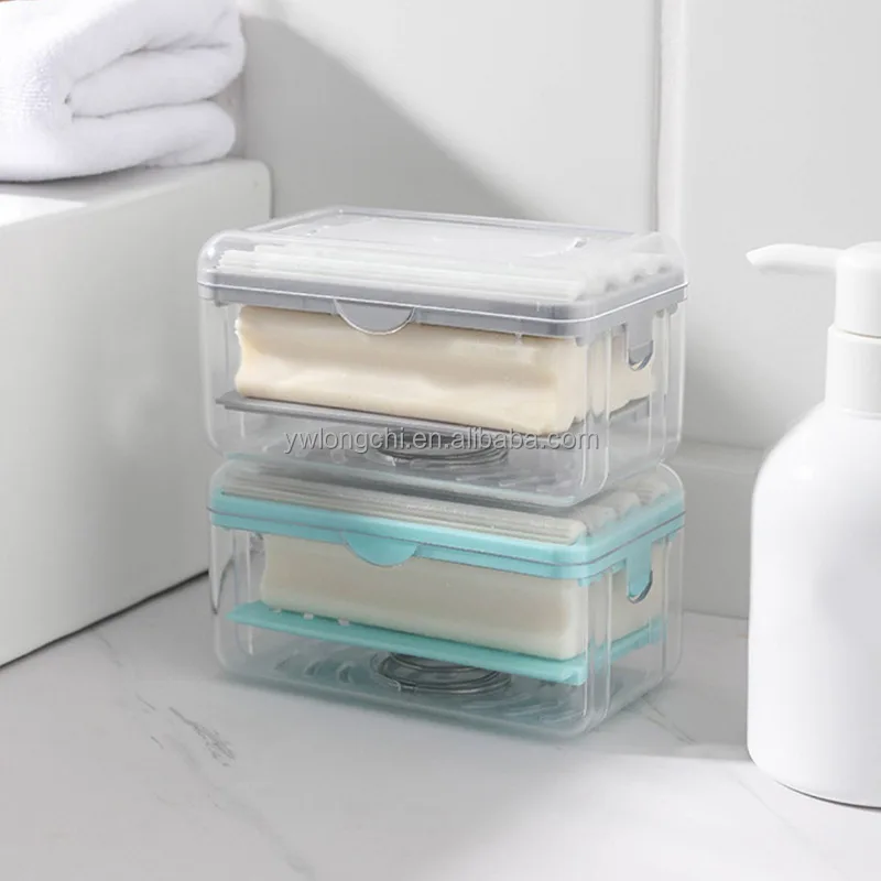 New  Multifunctional 2 in 1 Spring Drain Soap Box Stand Plastic Household Dish Soap Storage box for Foaming