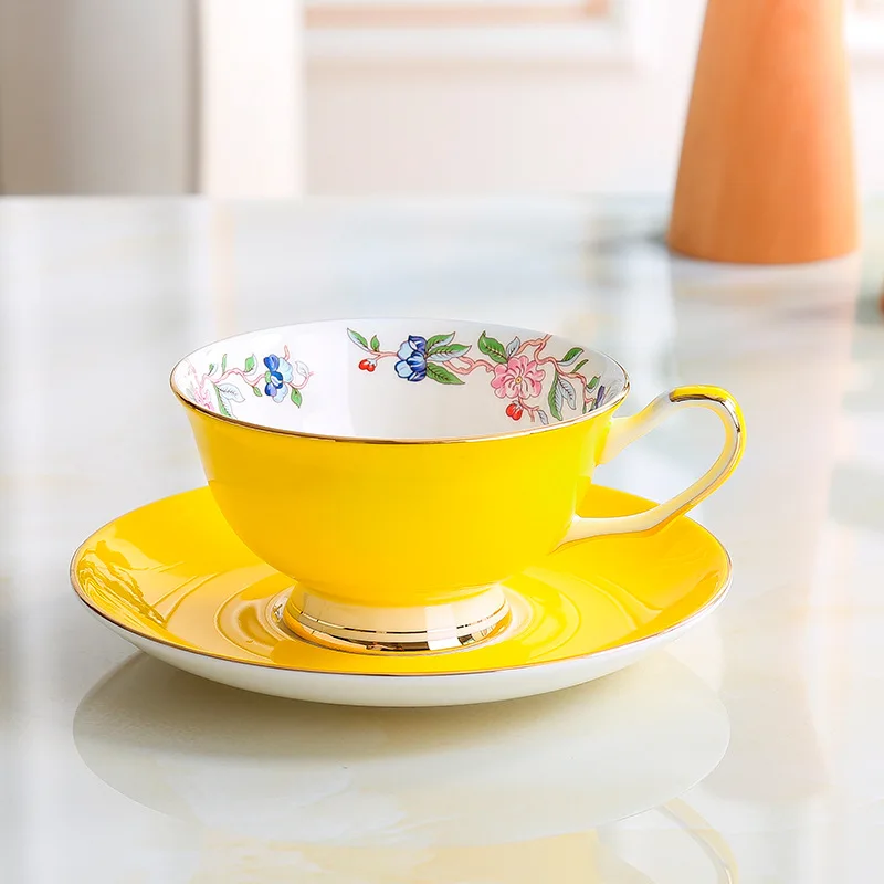 popular macaron korean flower tea fine bone china coffee cup saucer ceramic porcelain cup