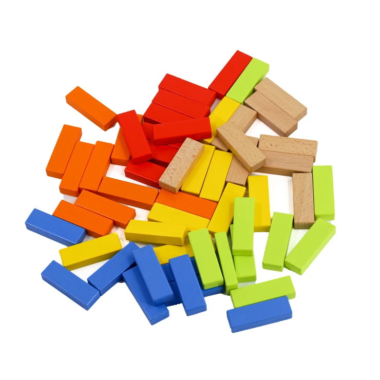 Creative Mixed Natural Solid Wood Colourful Beech Wood Stacked Layers Wooden Blocks Stacking Tower Game