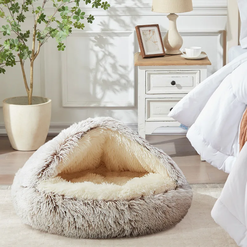 Winter Soft Warm Semi-Enclosed Cat Litter Dog Bed House Indoor Cozy Comfy Pet Cat Bed