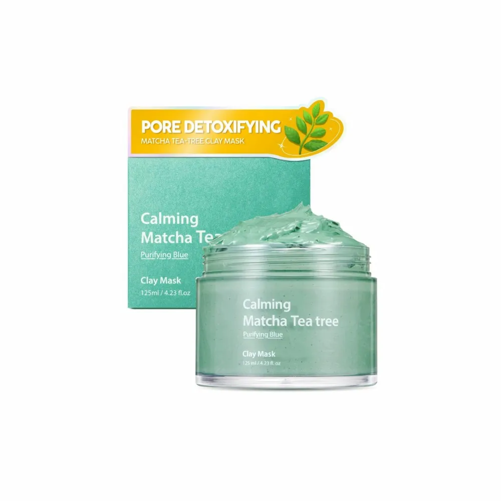 Private Label Hydrating Pore Purifying Calming Matcha Green Tea & Tea Tree Clay Mask for Acne