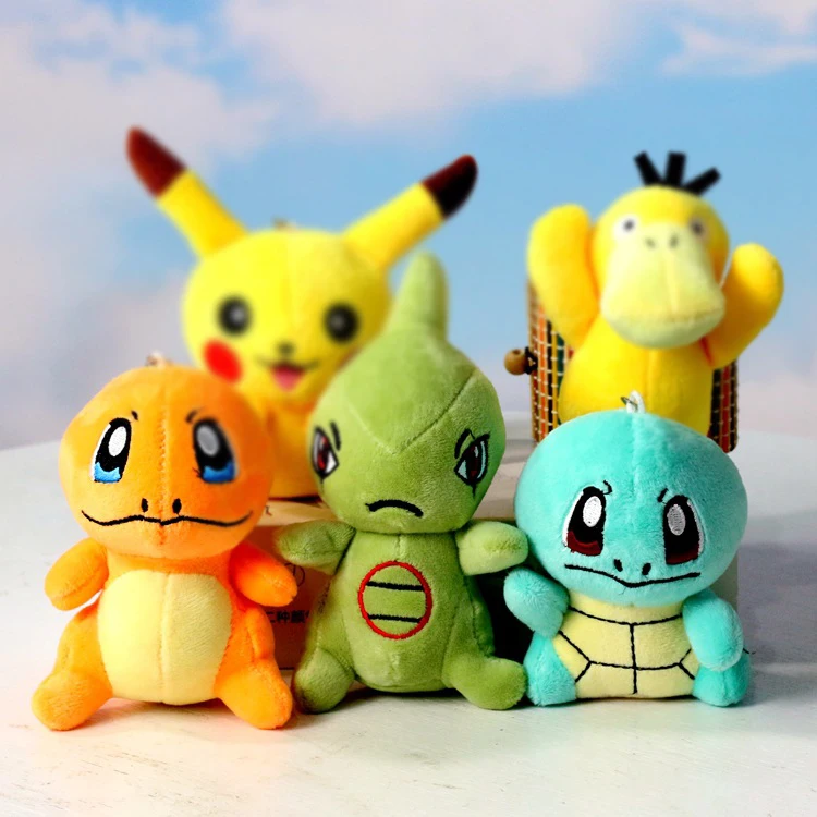 Hot Sale Kawaii Pokemoned Plush Doll 10cm EEVEE Keychain Stuffed Pikachu Anime Ditto Plush Keyring Toy for Decoration