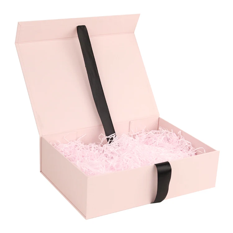 Customize Logo Printed Black Paper Flat Pack Rigid Cardboard Clothing Cosmetic Shoe Foldable Packaging Magnetic Folding Gift Box