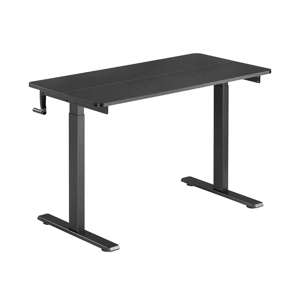 N08-22D-B Height Adjustable Manual Sit Stand Gaming Desk Hand Crank Standing Desk 2 Piece Partitioned Table Top