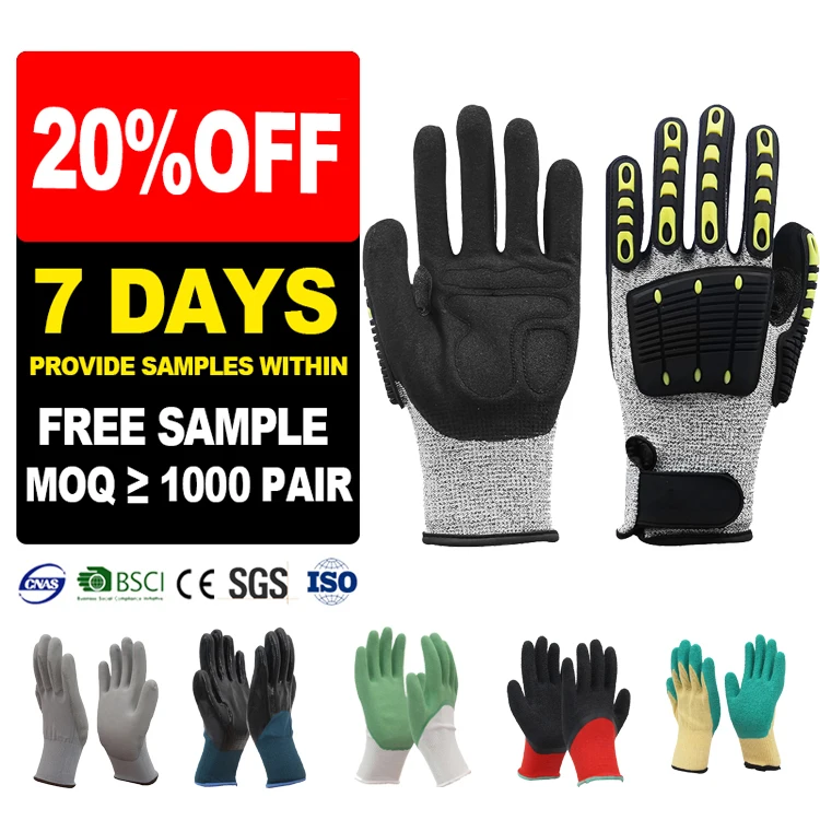 SunnyHope Impact-Resistant Mechanic Gloves Anti-impact General Purpose Work Gloves Nitrile Material for Construction Mechanics