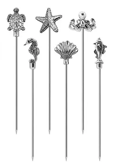 Royal Crown Martini Picks Reusable Toothpicks Garnish Forks Picks Gold silver Metal Cocktail Picks
