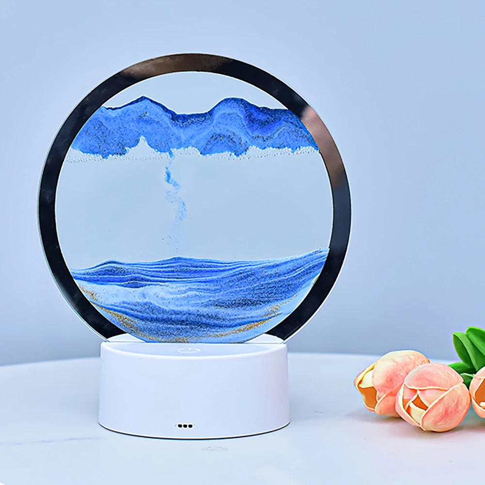 3D светящиеся настольные светодиодные песочные часы живопись динамические настольная лампа RGB декоративная Ночная