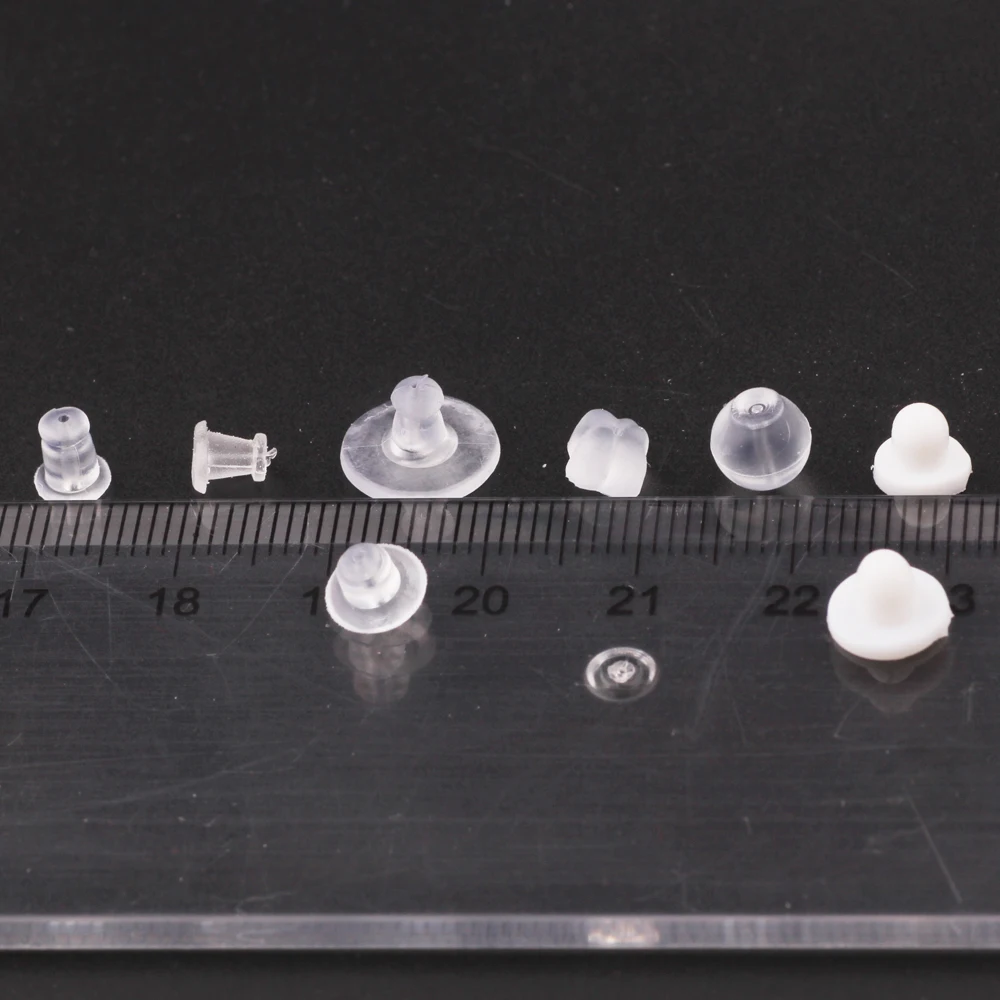 1000pcs/bag Soft Silicone round and bullet clear plastic rubber earring Stopper  nut earring back To Fixed Woman Earring