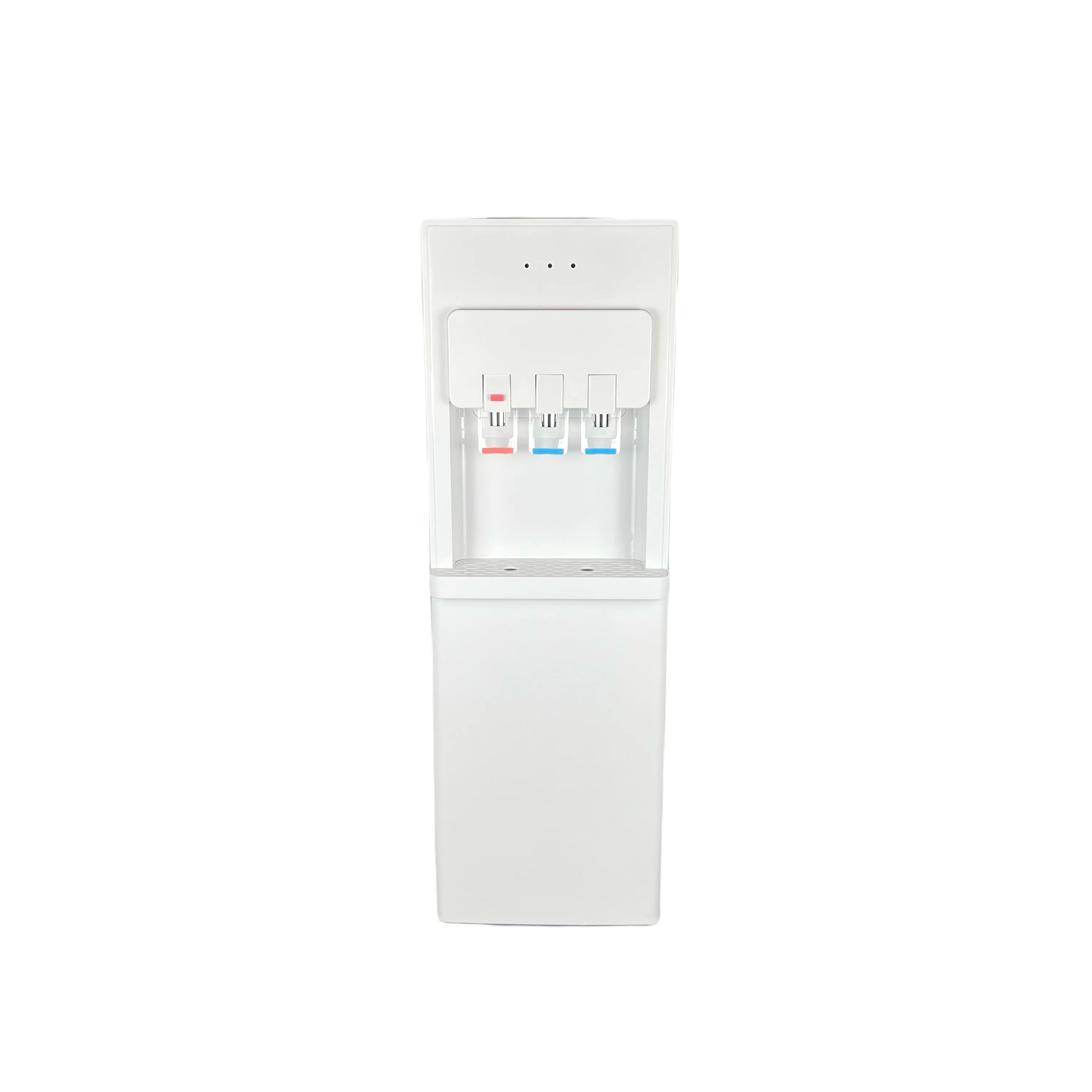 Free Standing Electric Water Dispenser with Three Faucets for Hot Cold Normal Water Plastic Housing for Household Hotel Use