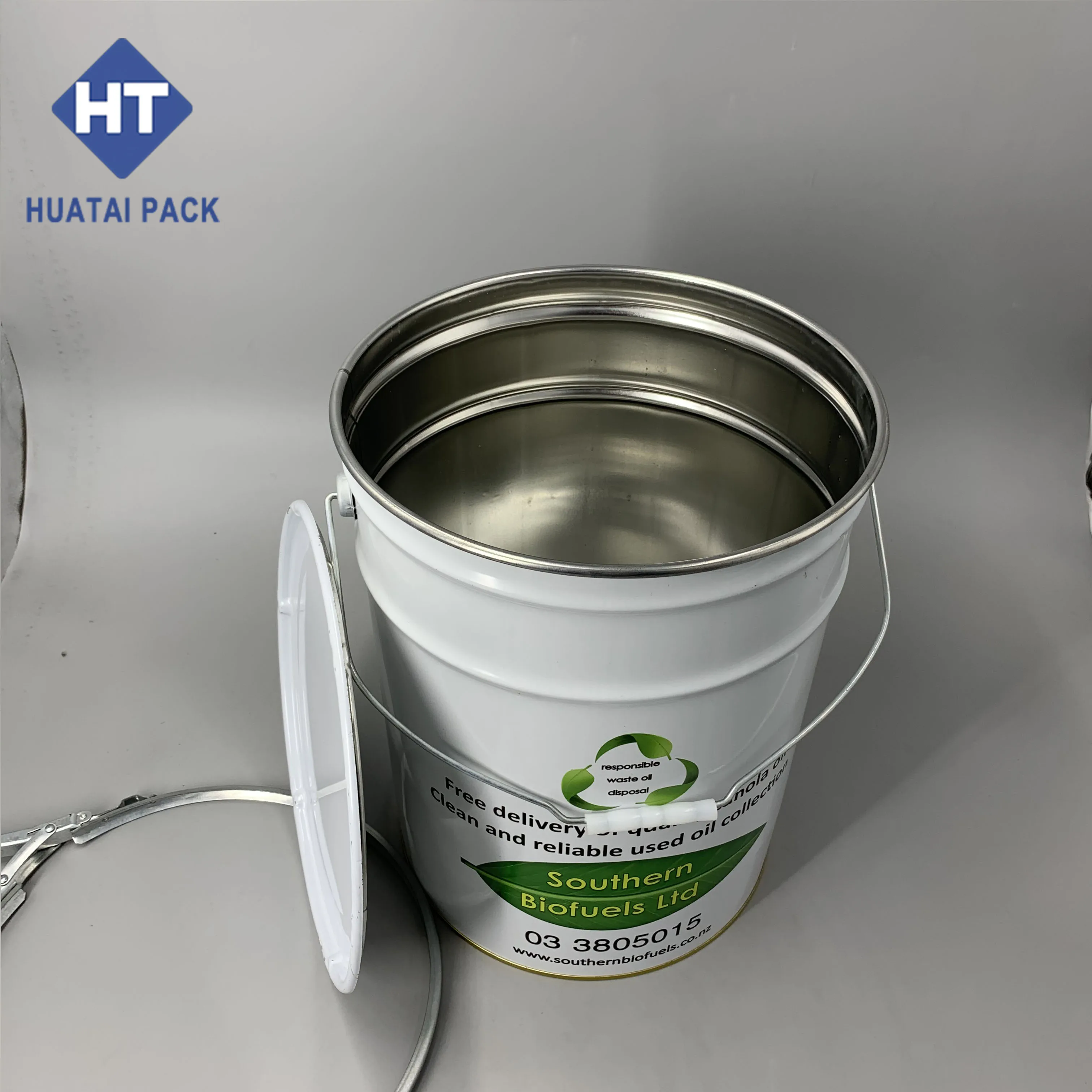 Customized 20L Metal Paint Pail Solvent Chemical Tin Bucket with Lock Ring
