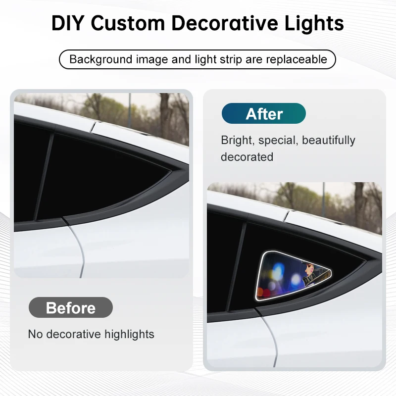 Road Top Car Decoration Light Lamp Car Triangle Window Ornament Decoration Lights for Tesla model Y (All model Years)
