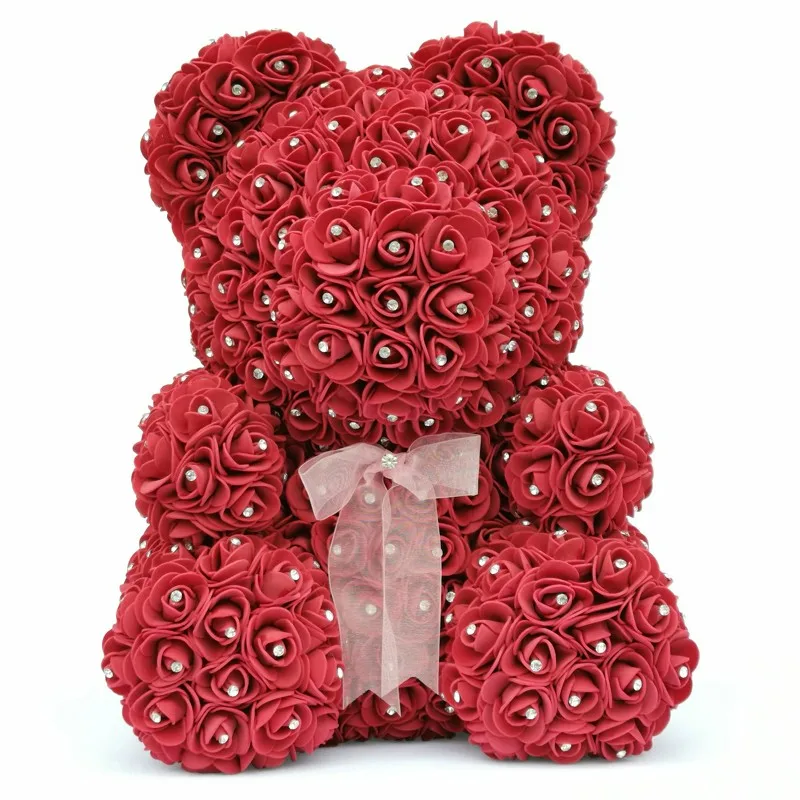 16inch Rose Flower Bear Beautiful Handmade Preserved 40cm Teddy for Girlfriend Love Gift