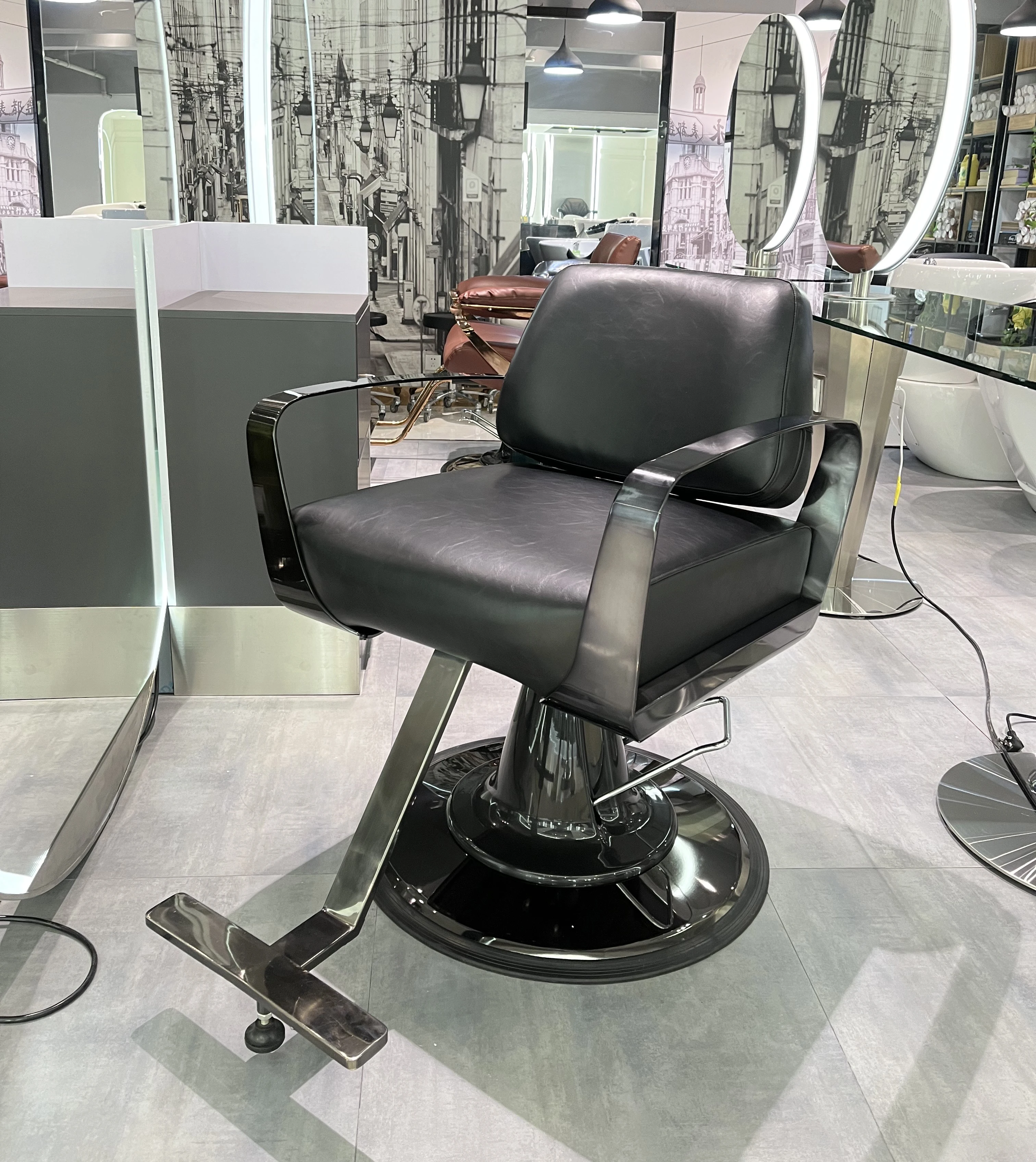 Durable Hairdressing Equipment Comfortable Styling Salon Furniture Barber Chair Classic Leather Wooden Packing Pump Pcs Color