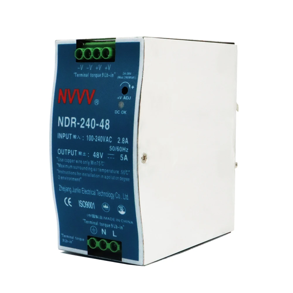NVVV NDR-240-48 AC to DC Switching Power Supply 48V SMPS DIN Rail 48V Power Supply 240W Industrial Power Supply for CCTV Camera
