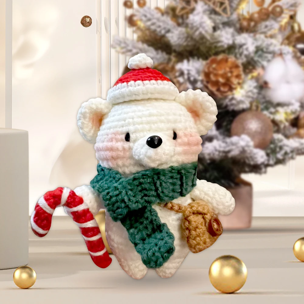 Crochet Kit Santa Bear For Beginners Adults With Step-By-Step Video Crochet Animals Kits DIY Craft Knitting Kit For Adults