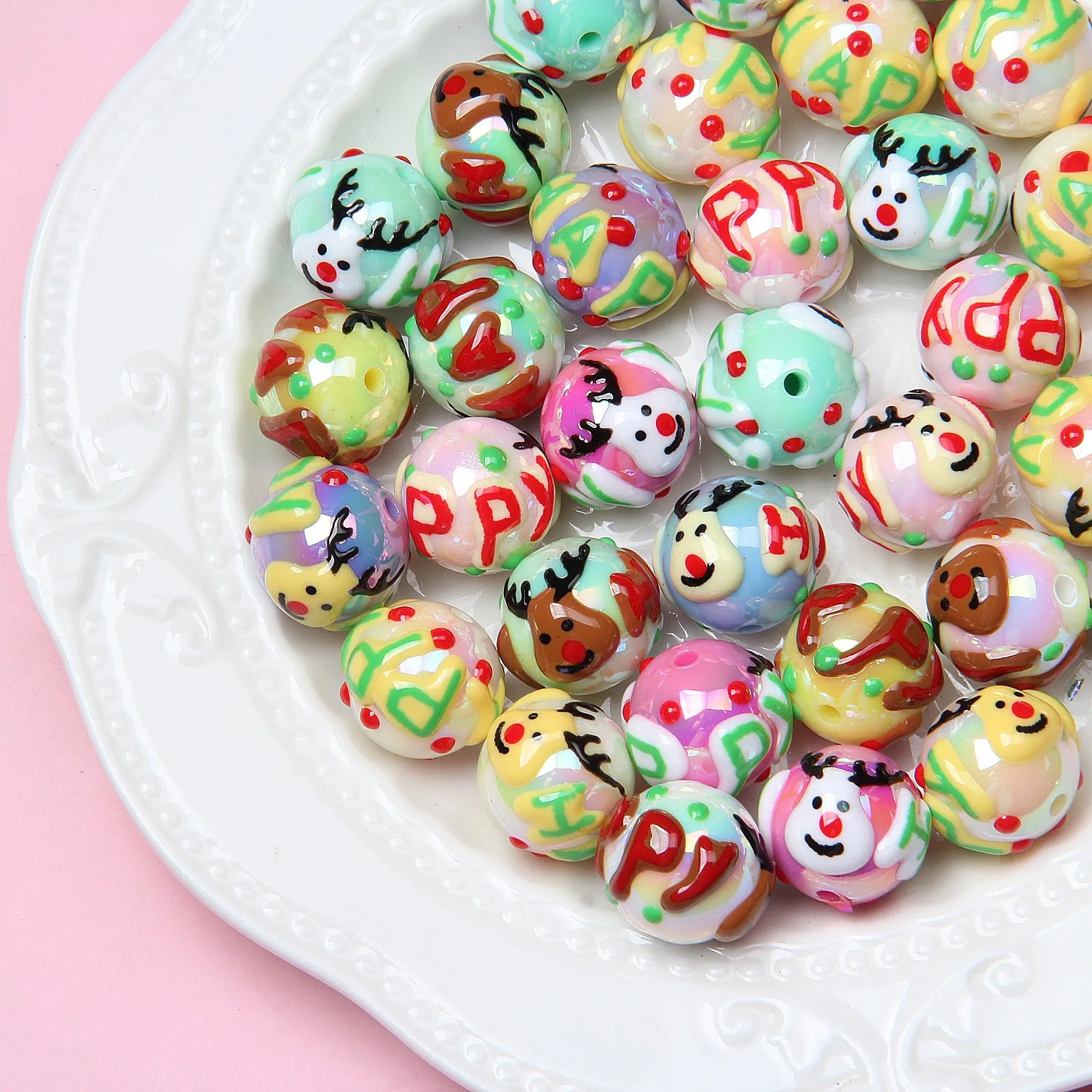 Hot Sale Heavy Duty Hand-Painted Beads DIY Accessories Bracelet Material Cell Phone Chain Acrylic Beads
