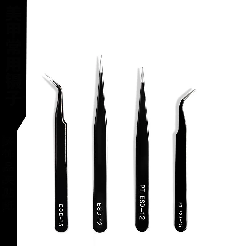 Nail Art Stainless Steel Multifunctional Tweezers Tip Straight Elbow Anti-static Rhinestone Pickup Nail Art Picking Tool