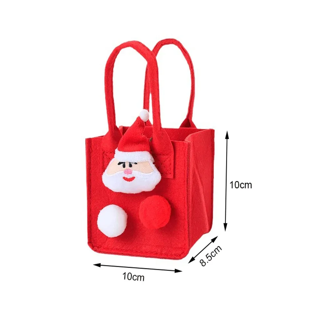 Kids Christmas Felt Gift Bags With Handle Christmas Snacks Candy Storage Bag Reusable Mini Handbag New Year Gift Home Decoration