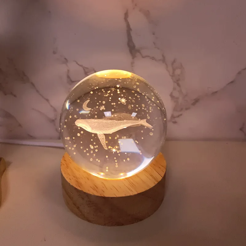 Wholesale Night Lamp Luminous K9 Crystal Ball Custom 3D Art Crystal Ball Night Lamp for Desktop Home Decor