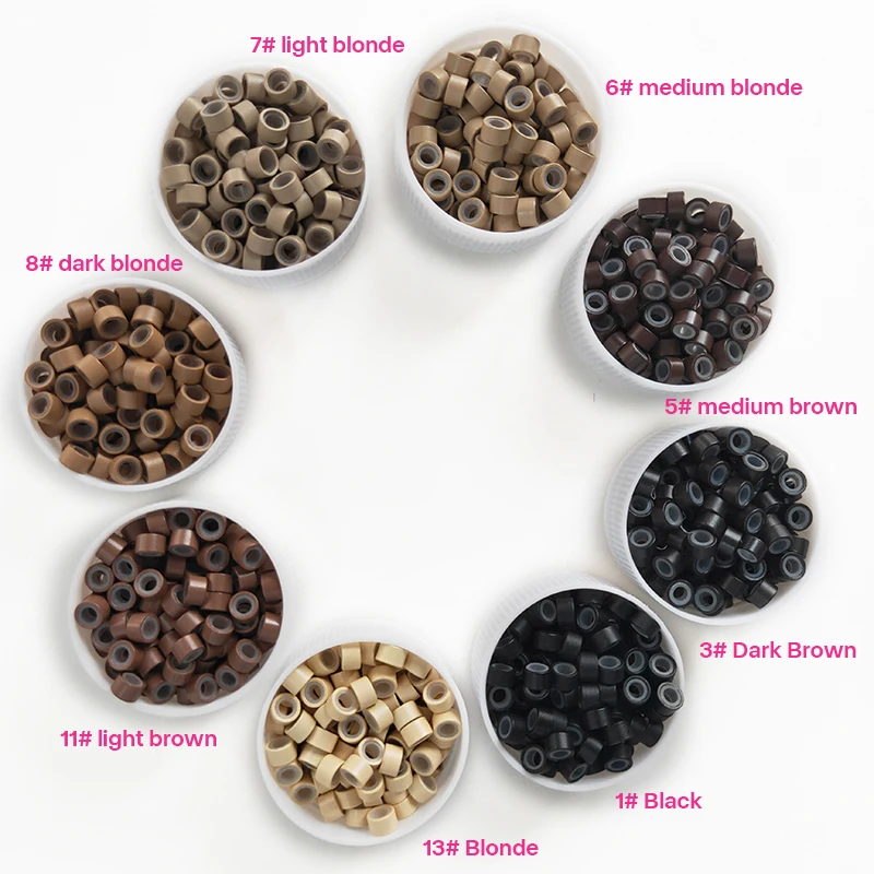 5mm*3mm Fast Ship 1000pcs/box Silicone Lined Micro Beads Silicone Micro Beads for I Tip Hair Extensions