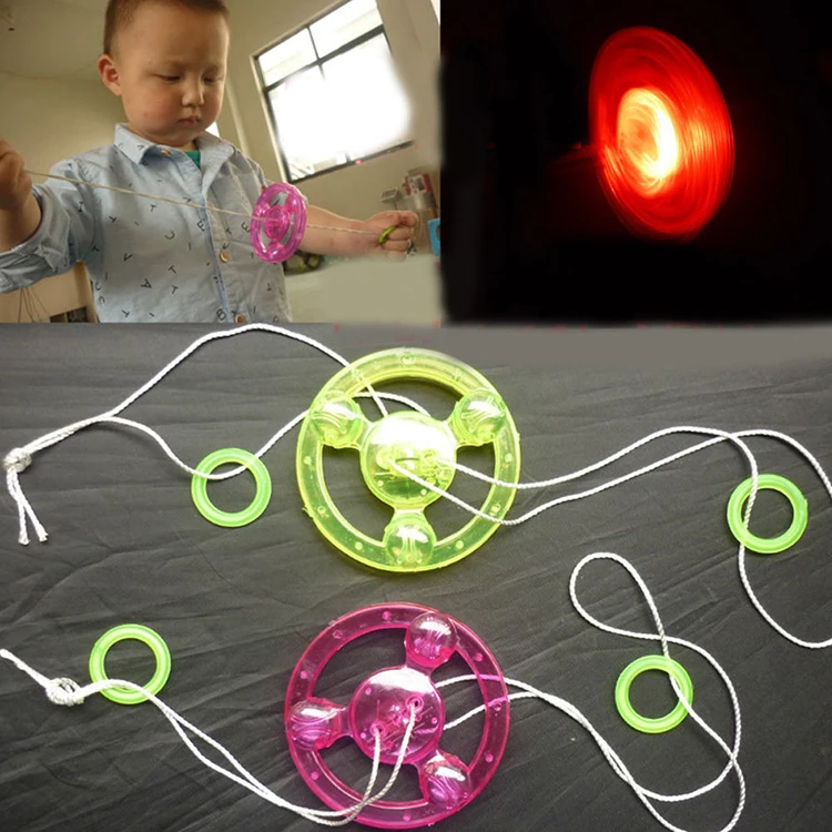 Wholesale cheap classic kids toy luminescent Pull Rope LED flywheel toy for kids