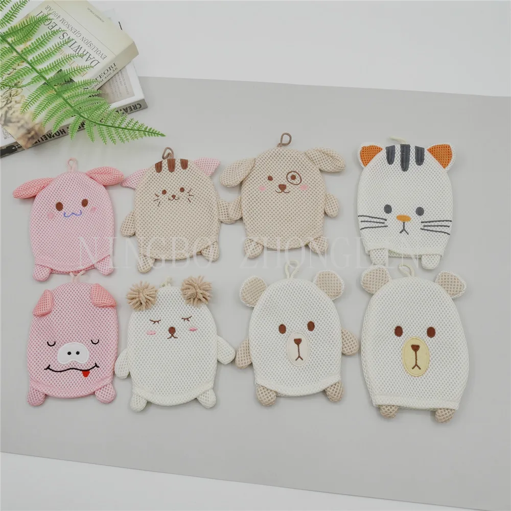 Kids bath mitt lovely rabbit Shower puff Sandwich Fabric bath mittens